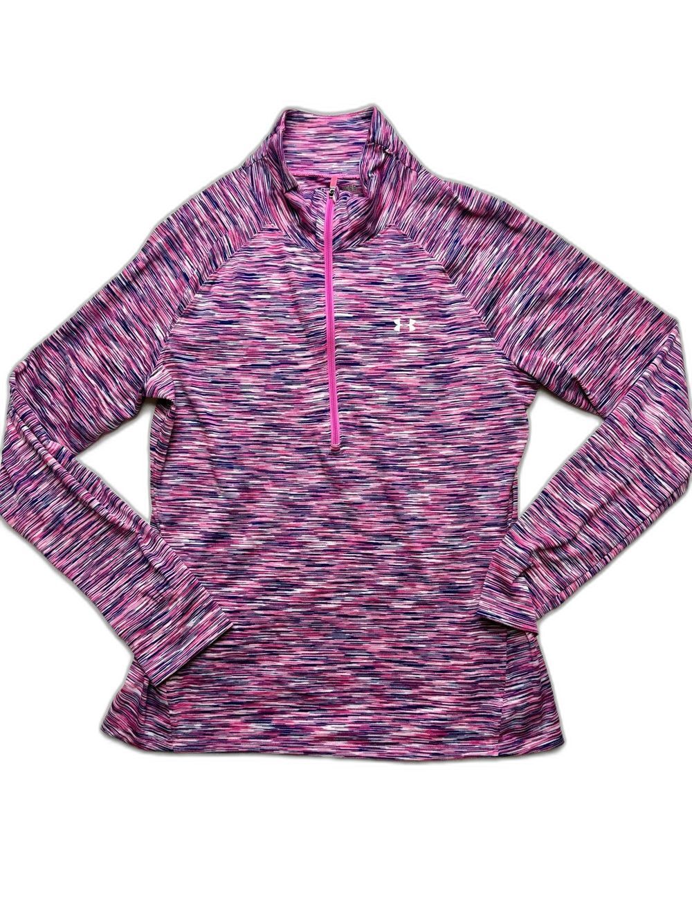 Under Armour Women’s Pink Space-Dye Quarter-Zip Performance Top